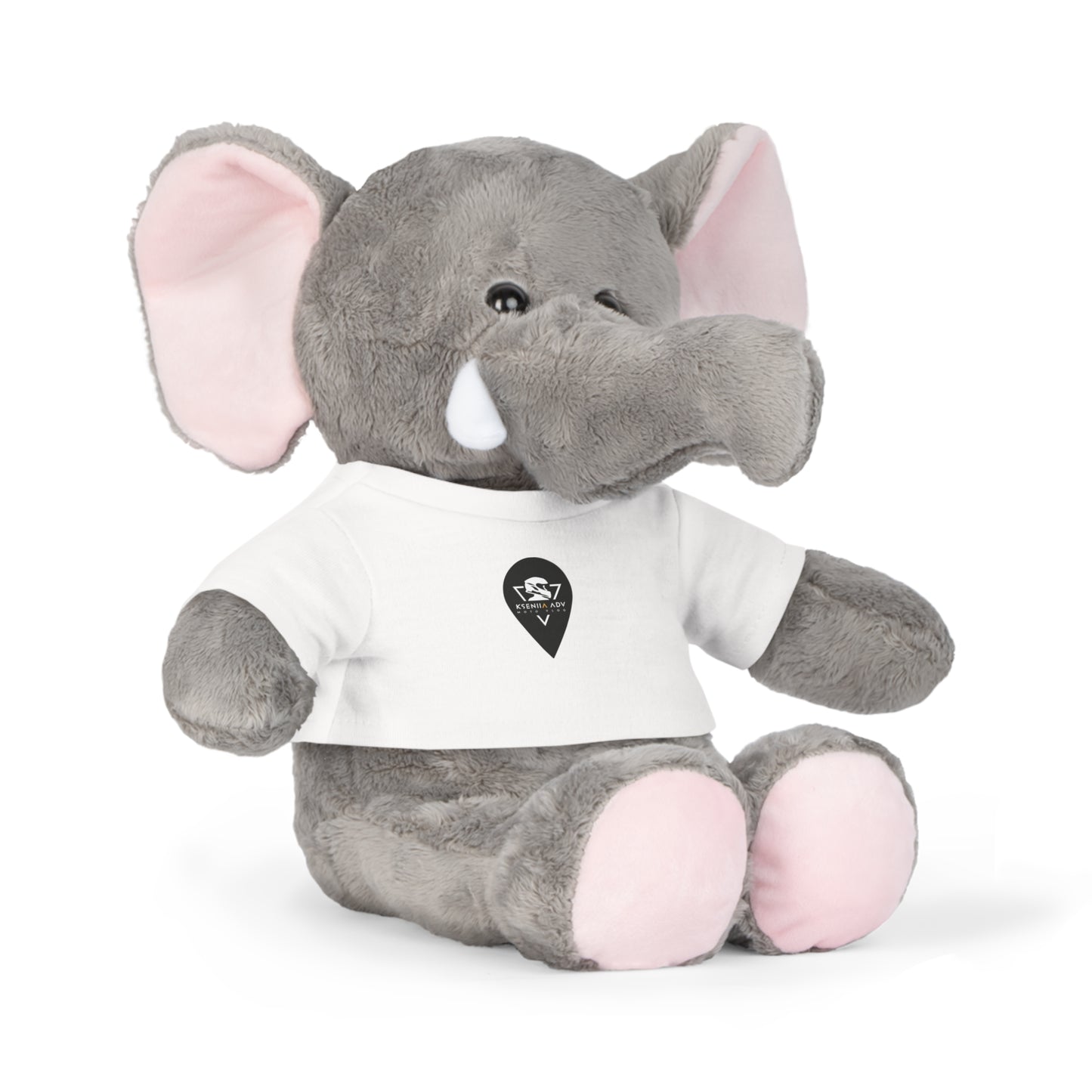 Toy Elephant KSENIIA ADV LOGO. Plush Toy with T-Shirt